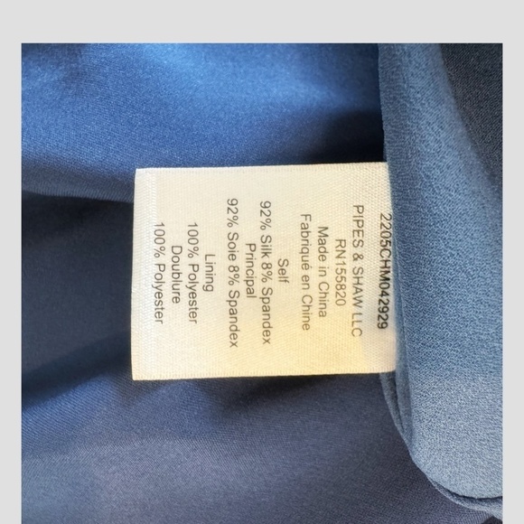 Veronica Beard Casela Dress Stretch Silk Sleeveless Blue Ruched Front Slit Sz 8 - Picture 13 of 16